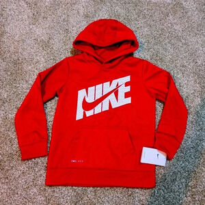 ⭐2/$25⭐New! Kids 6/7 Nike red and white pullover hoodie Dri-Fit Therma-Fit